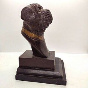 English Bronze Bulldog statue heavy Bookend Figure Decor Dog Head